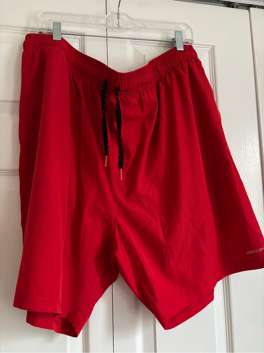 Red Athletic Swim Shorts with Drawstring